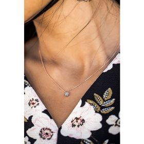Papatya Silver 925 Ayar Rose Altın Kaplama Elmas Montür Gümüş Çiçek Kolye