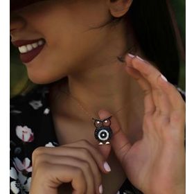 Papatya Silver 925 Ayar Rose Altın Kaplama Gümüş Baykuş Kolye