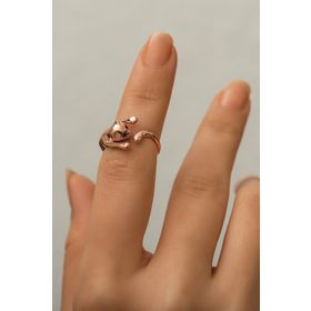 Papatya Silver 925 Ayar Rose Altın Kaplama Gümüş Kedi Yüzük