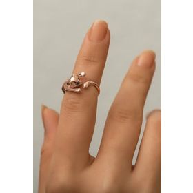 Papatya Silver 925 Ayar Rose Altın Kaplama Gümüş Kedi Yüzük