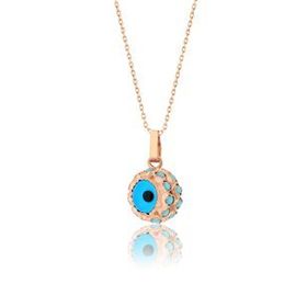 Papatya Silver 925 Ayar Rose Altın Kaplama Gümüş Nazar Göz Kolye
