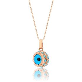 Papatya Silver 925 Ayar Rose Altın Kaplama Gümüş Nazar Göz Kolye