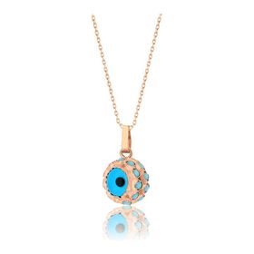 Papatya Silver 925 Ayar Rose Altın Kaplama Gümüş Nazar Göz Kolye