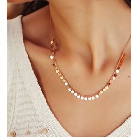 Papatya Silver 925 Ayar Rose Altın Kaplama Gümüş Pul Kolye