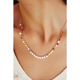 Papatya Silver 925 Ayar Rose Altın Kaplama Gümüş Pul Kolye