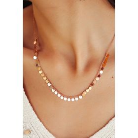 Papatya Silver 925 Ayar Rose Altın Kaplama Gümüş Pul Kolye