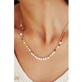 Papatya Silver 925 Ayar Rose Altın Kaplama Gümüş Pul Kolye