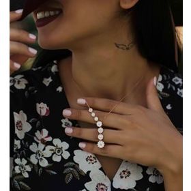 Papatya Silver 925 Ayar Rose Altın Kaplama Gümüş Sıralı Papatya Kolye