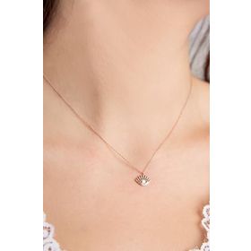 Papatya Silver 925 Ayar Rose Altın Kaplama Gümüş Tek Taş Göz Kolye