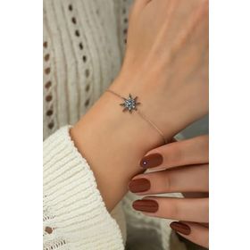 Papatya Silver 925 Ayar Rose Altın Kaplama Gümüş Yıldız Bileklik