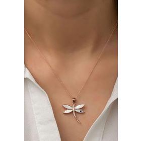Papatya Silver 925 Ayar Rose Altın Kaplama Gümüş Yusufçuk Kolye