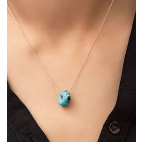 Papatya Silver 925 Ayar Rose Altın Kaplama Gümüş Zincirli Nazar Göz Gök Mavisi Hareli Kolye
