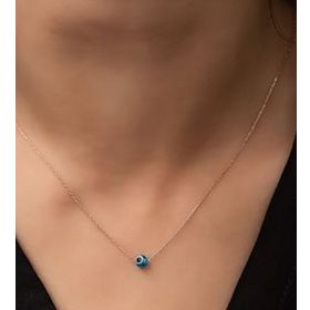 Papatya Silver 925 Ayar Rose Altın Kaplama Gümüş Zincirli Nazar Göz Küçük Top Kolye