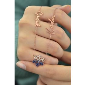 Papatya Silver 925 Ayar Rose Altın Kaplama Isimli Kar Tanesi Kadın Gümüş Kolye