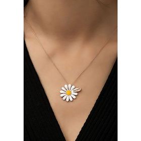 Papatya Silver 925 Ayar Rose Altın Kaplama İsimli Papatya Kadın Gümüş Kolye