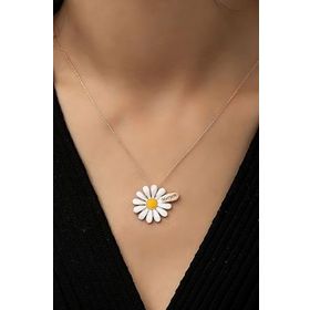 Papatya Silver 925 Ayar Rose Altın Kaplama İsimli Papatya Kadın Gümüş Kolye