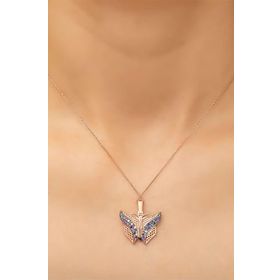 Papatya Silver 925 Ayar Rose Altın Kaplama Kelebek Kolye