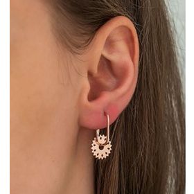 Papatya Silver 925 Ayar Rose Altın Kaplama Klipsli Çark Gümüş Küpe