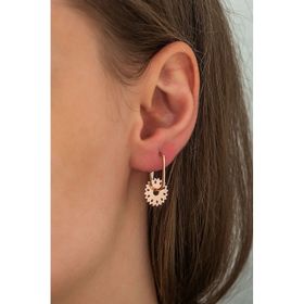 Papatya Silver 925 Ayar Rose Altın Kaplama Klipsli Çark Gümüş Küpe