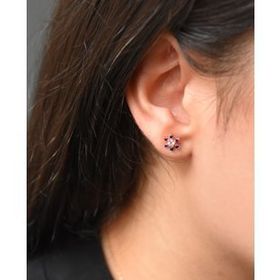 Papatya Silver 925 Ayar Rose Altın Kaplama Mavi Zirkon Taşlı Çivili Küpe