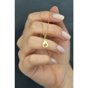 Papatya Silver 925 Ayar Rose Altın Kaplama Plaka Kesim Ateş Kadın Gümüş Kolye