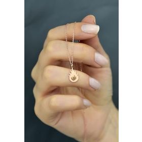 Papatya Silver 925 Ayar Rose Altın Kaplama Plaka Kesim Ateş Kadın Gümüş Kolye