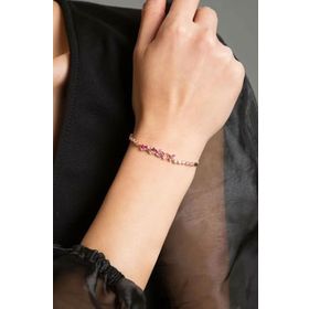 Papatya Silver 925 Ayar Rose Altın Kaplama Renkli Baget Taşlı Gümüş Bileklik