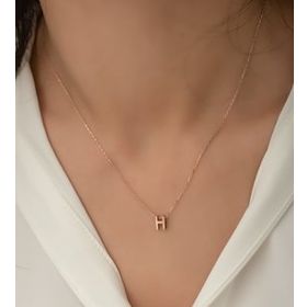 Papatya Silver 925 Ayar Rose Altın Kaplama Üç Boyutlu Gümüş H Harf Kolye