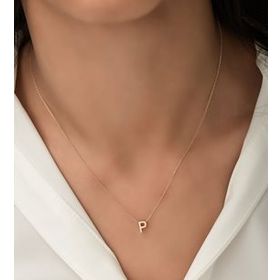 Papatya Silver 925 Ayar Rose Altın Kaplama Üç Boyutlu Gümüş P Harf Kolye