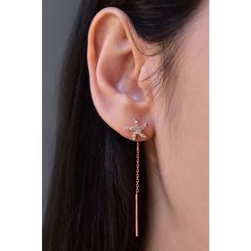 Papatya Silver 925 Ayar Rose Altın Kaplama Yıldız Zincir Gümüş Küpe