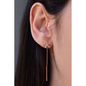 Papatya Silver 925 Ayar Rose Altın Kaplama Yıldız Zincir Gümüş Küpe