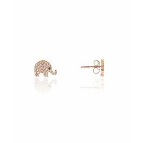 Papatya Silver 925 Ayar Rose Altın Kaplama Zirkon Taşlı Fil Küpe