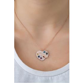 Papatya Silver 925 Ayar Rose Altın Kaplama Zirkon Taşlı Gümüş Palet Kolye