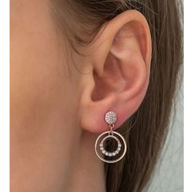 Papatya Silver 925 Ayar Rose Altın Kaplama Zirkon Taşlı Sallantılı Halka Gümüş Küpe