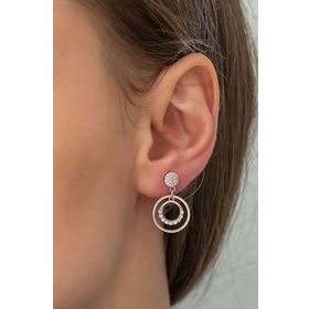 Papatya Silver 925 Ayar Rose Altın Kaplama Zirkon Taşlı Sallantılı Halka Gümüş Küpe