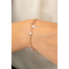 Papatya Silver 925 Ayar Rose Altın Kaplama Zirkon Taşlı Yıldız Gümüş Bileklik
