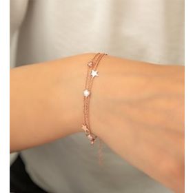 Papatya Silver 925 Ayar Rose Altın Kaplama Zirkon Taşlı Yıldız Gümüş Bileklik