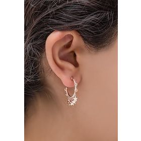 Papatya Silver 925 Ayar Rose Altın Tekli Yıldız Halka Gümüş Küpe