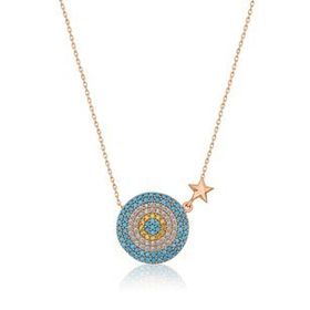 Papatya Silver 925 Ayar Rose Altın Yıldızlı Gümüş Nazar Kolye