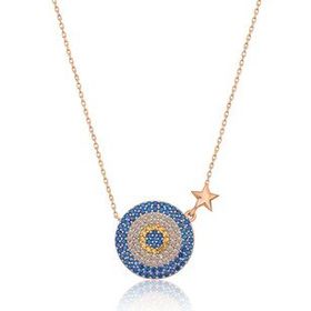 Papatya Silver 925 Ayar Rose Altın Yıldızlı Gümüş Nazar Kolye