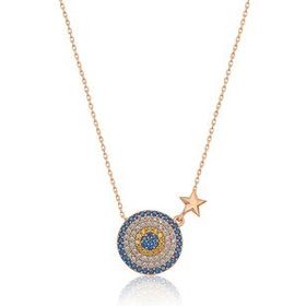 Papatya Silver 925 Ayar Rose Altın Yıldızlı Gümüş Nazar Kolye