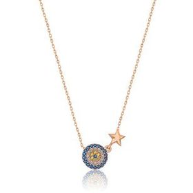 Papatya Silver 925 Ayar Rose Altın Yıldızlı Gümüş Nazar Kolye