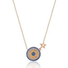Papatya Silver 925 Ayar Rose Altın Yıldızlı Gümüş Nazar Kolye