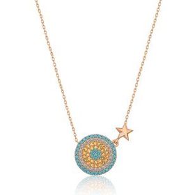 Papatya Silver 925 Ayar Rose Altın Yıldızlı Gümüş Nazar Kolye