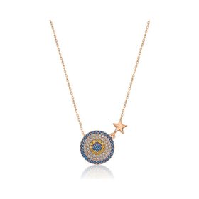 Papatya Silver 925 Ayar Rose Altın Yıldızlı Gümüş Nazar Kolye