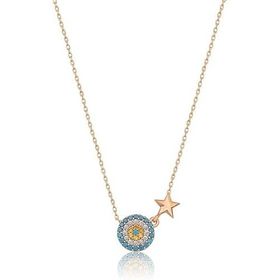 Papatya Silver 925 Ayar Rose Altın Yıldızlı Küçük Nazar Kadın Gümüş Kolye