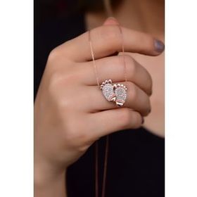 Papatya Silver 925 Ayar Rose Kaplama Bebek İlk Adım Kolye