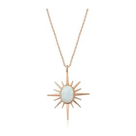 Papatya Silver 925 Ayar Rose Kaplama Beyaz Opal Taşlı Kutup Kadın Gümüş Kolye