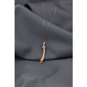 Papatya Silver 925 Ayar Rose Kaplama Dikey Taşlı Zülfikar Kılıç Gümüş Kolye