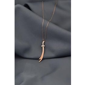 Papatya Silver 925 Ayar Rose Kaplama Dikey Taşlı Zülfikar Kılıç Gümüş Kolye